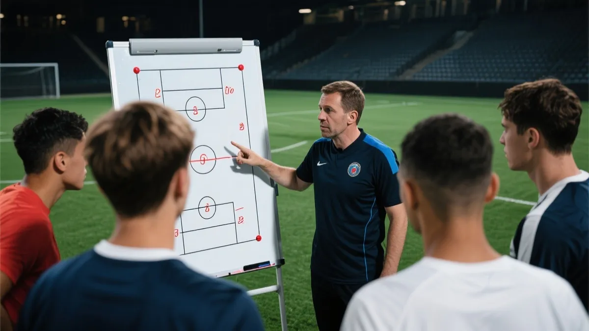 战术板上展示2026世界杯夺冠关键因素的示意图